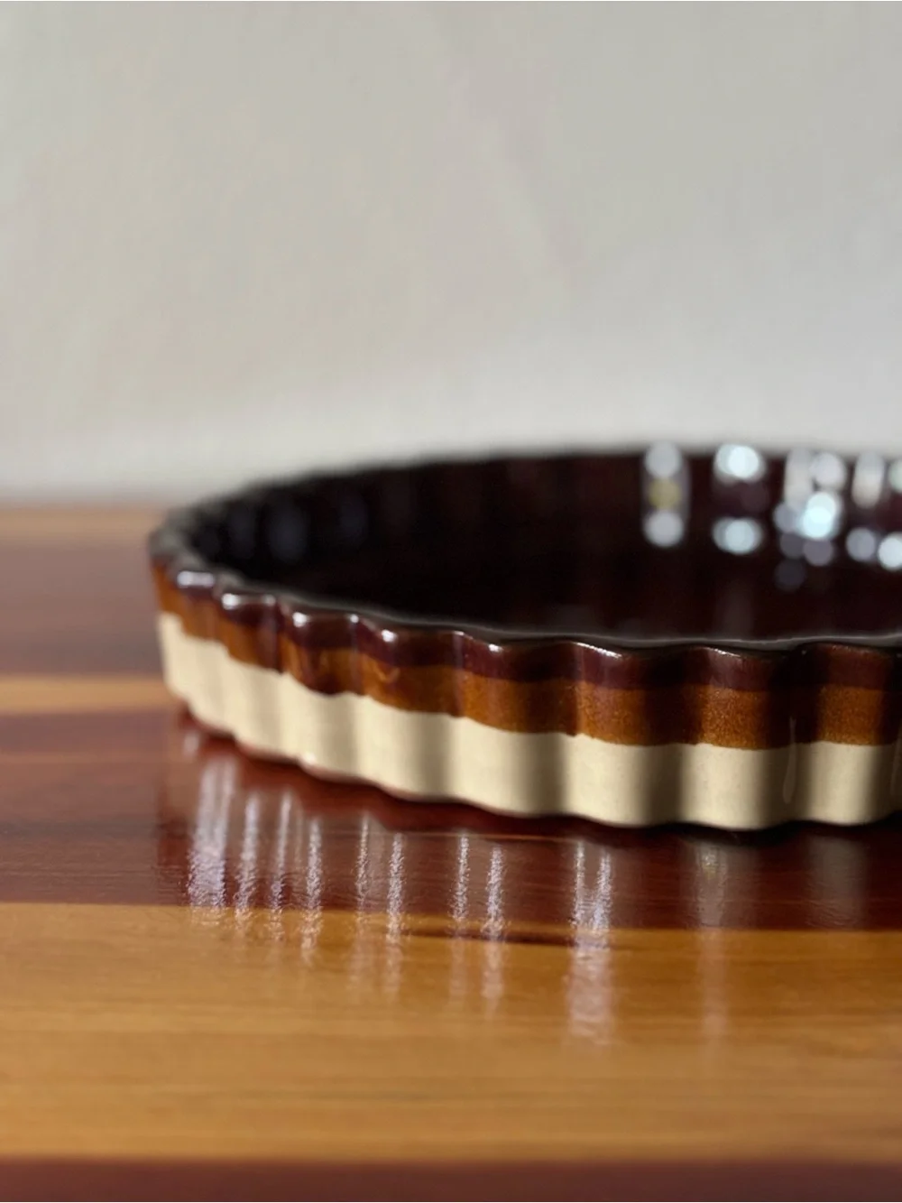 Stoneware Fluted Baking Dish - Brown and Cream